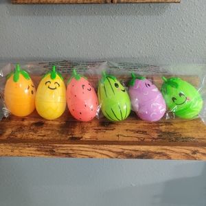 Easter Eggs Smiley Faces Fruit Cute NWT Set of 6 Kids Toy